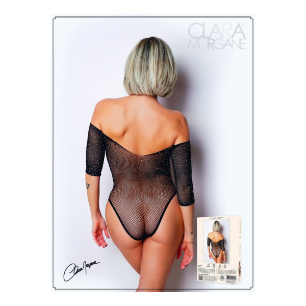 Body noir avec manches 3/4 - Le Numéro 2 - Collection Strass 